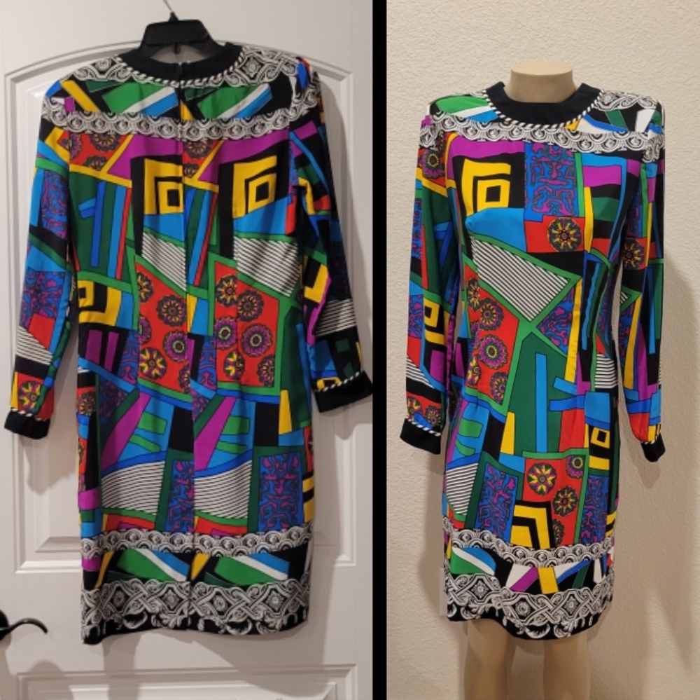 Geo-abstract colorful sheath dress 8